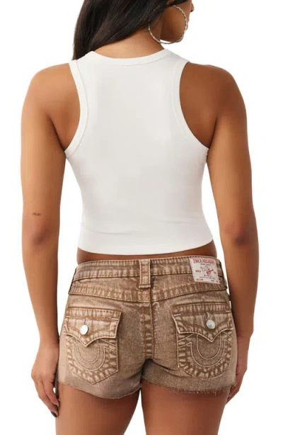 True Religion Women's Joey Low Rise Big T Flap Cut-off Short In Brown