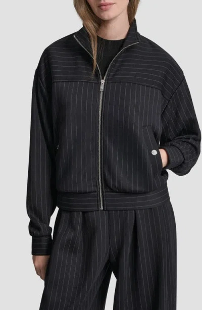 Dkny Pinstripe Zip Jacket In Black