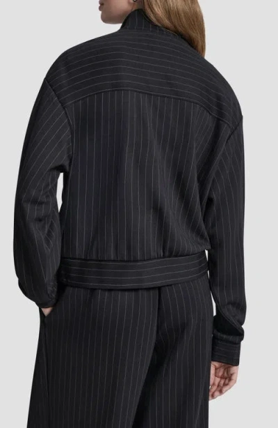 Dkny Pinstripe Zip Jacket In Black