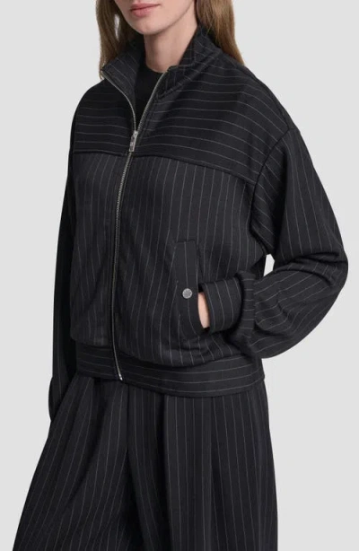 Dkny Pinstripe Zip Jacket In Black