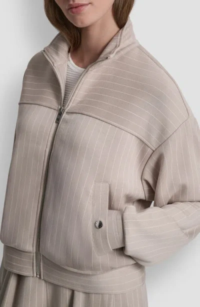 Dkny Pinstripe Zip Jacket In Neutral