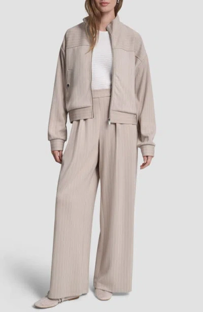 Dkny Pinstripe Zip Jacket In Neutral