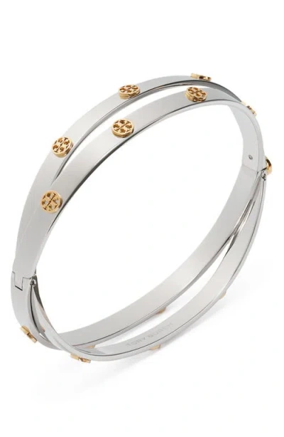 Tory Burch Icon Stud Double Bracelet In Metallic