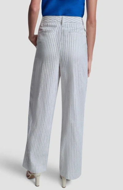 Dkny Stripe Linen Blend Drawstring Pants In White