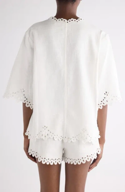 Isabel Marant Étoile Blusa Bianca A Maniche Corte Con Scollo A V E Orlo Smerlato Marant Etoile In White