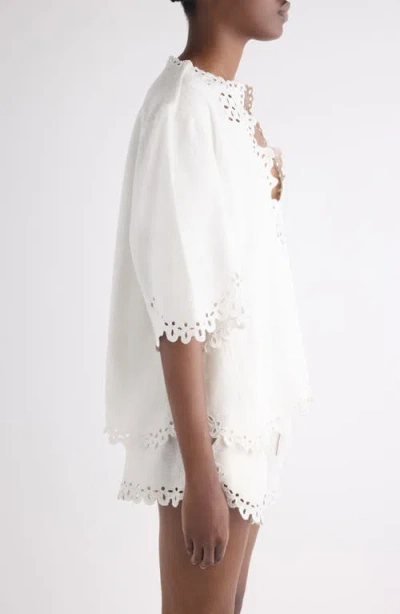 Isabel Marant Étoile Blusa Bianca A Maniche Corte Con Scollo A V E Orlo Smerlato Marant Etoile In White