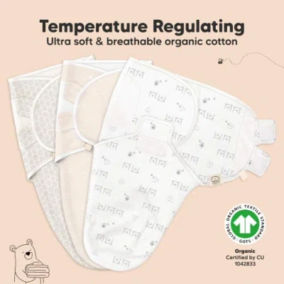 Keababies 3-pack Soothe Swaddle Wraps In White