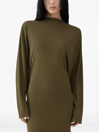 Jacquemus The Mistral Open-back Draped Jersey Mini Dress In Green