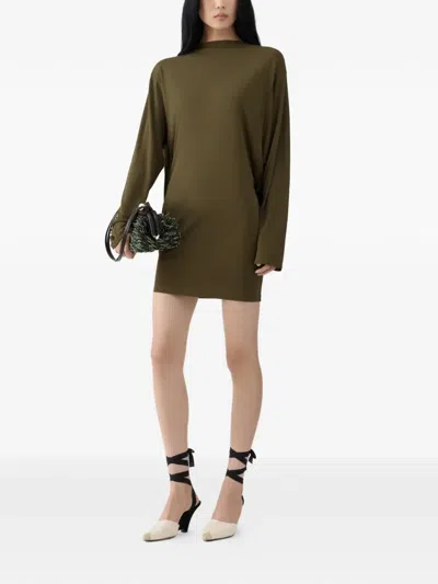 Jacquemus The Mistral Open-back Draped Jersey Mini Dress In Green