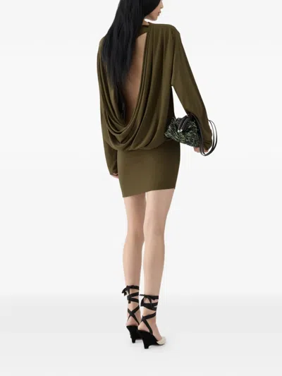 Jacquemus The Mistral Open-back Draped Jersey Mini Dress In Green