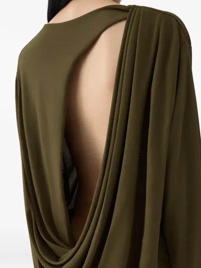 Jacquemus The Mistral Open-back Draped Jersey Mini Dress In Green