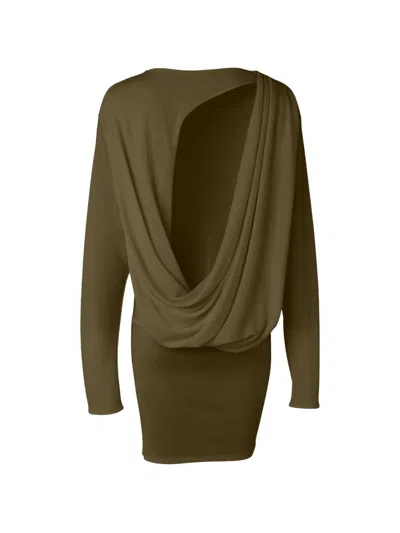 Jacquemus The Mistral Open-back Draped Jersey Mini Dress In Green
