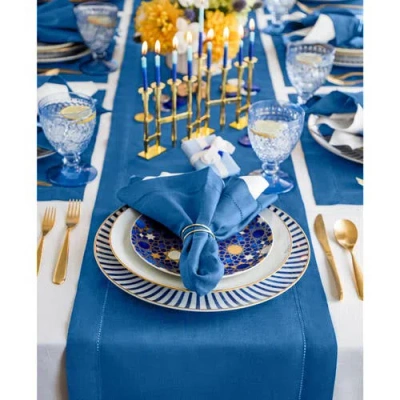 Solino Home Linen Table Runner In Blue