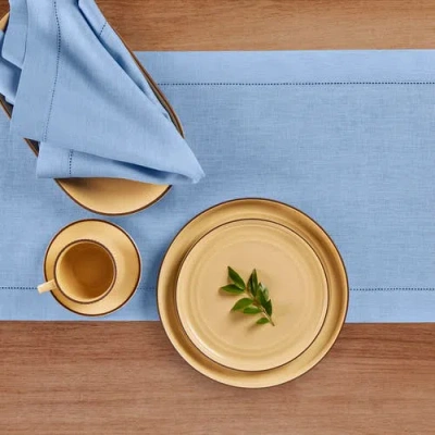 Solino Home Linen Table Runner In Blue
