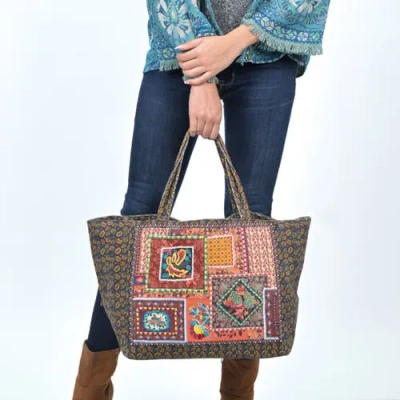 Vismaya Folklore Garden Patchwork Tote Bag In Multi