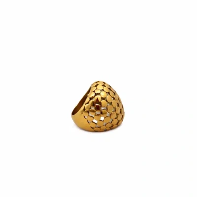 Gemini Jewelry Textured Dome Statement Ring In Gold