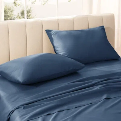 Bare Home 400 Thread Count Organic Cotton Sateen Pillowcase Set In Blue