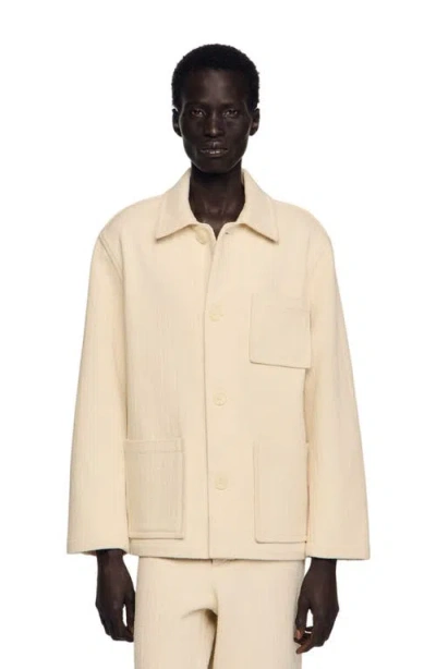 Sandro Cotton Worker Jacket In Neutral