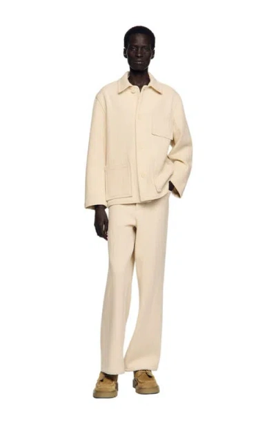 Sandro Cotton Worker Jacket In Neutral