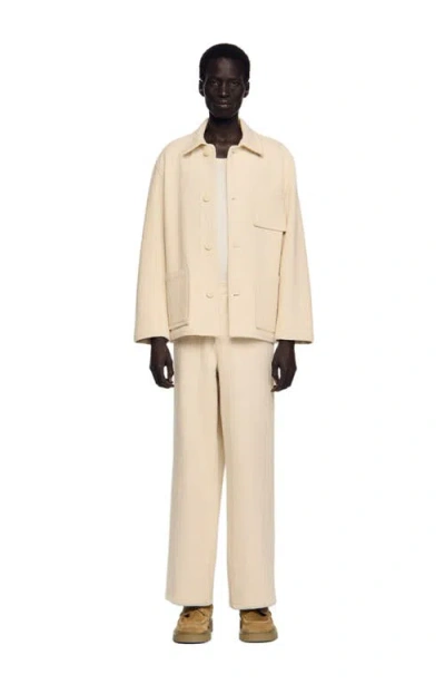 Sandro Cotton Worker Jacket In Neutral