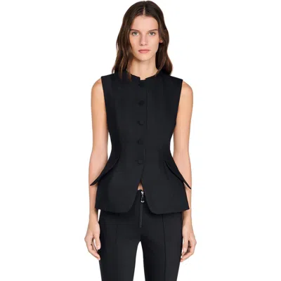 Sandro Peplum Jacket In Black