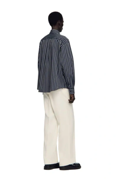 Sandro Striped Cotton Shirt In Blue
