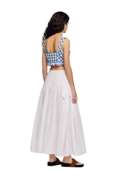 Sandro Gingham Linen Crop Top In Multi