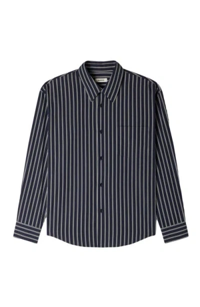Sandro Striped Cotton Shirt In Blue