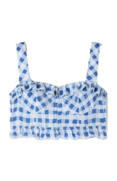 Sandro Gingham Linen Crop Top In Multi