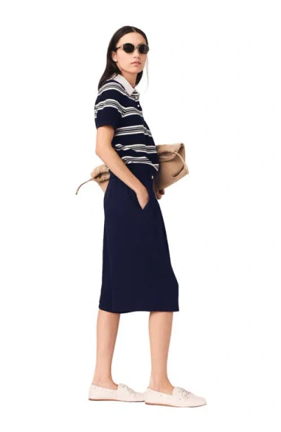 Maje Striped Polo With Rhinestone Collar In Multi
