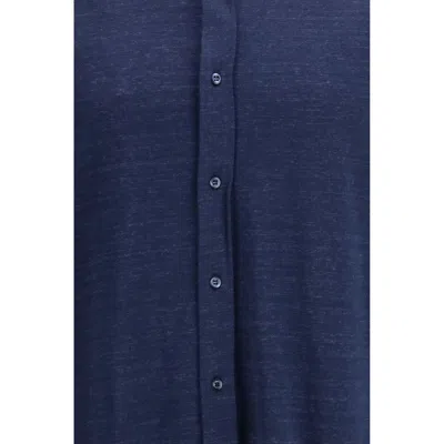 Brunello Cucinelli Linen Cotton Blend Shirt Button Down In Blue