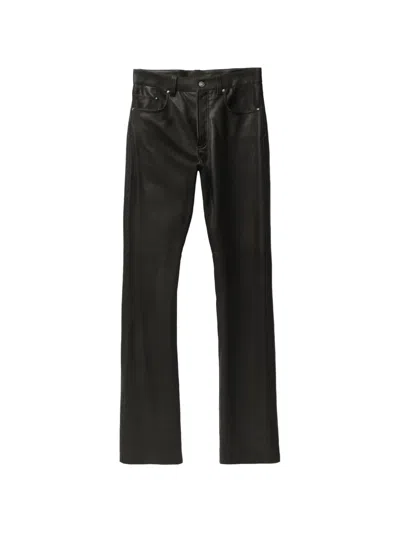 Versace Straight-leg Leather Trousers In Black
