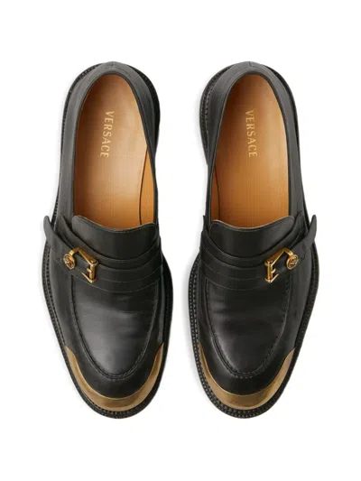 Versace Primo Leather Loafers In Multi