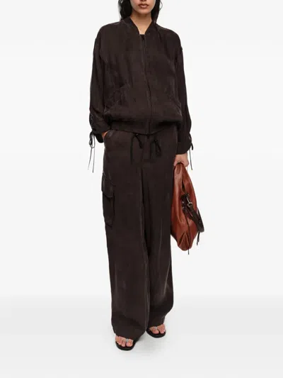 Bimba Y Lola Side-drawstring Bomber Jacket In Brown