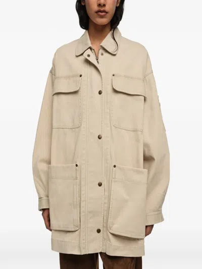 Bimba Y Lola Cotton Multi-pocket Jacket In Neutral