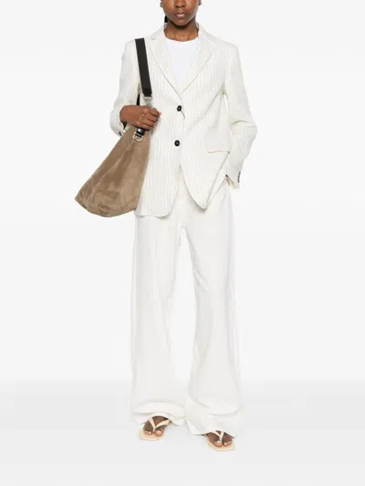 Max Mara Linen Single-breasted Jacket In White