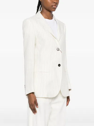 Max Mara Linen Single-breasted Jacket In White