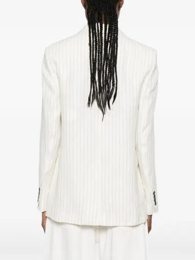 Max Mara Linen Single-breasted Jacket In White