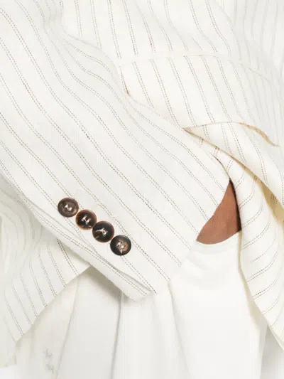 Max Mara Linen Single-breasted Jacket In White