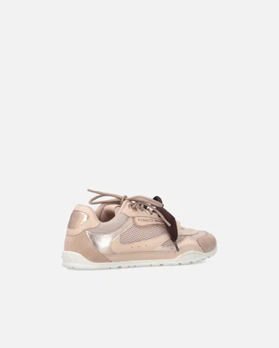 Pinko Yulia Leather And Mesh Sneakers With Two-tone Laces In Pink