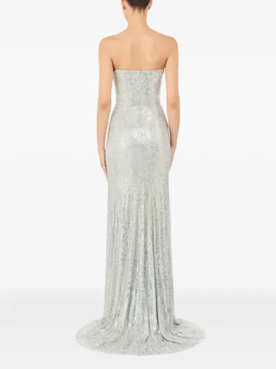 Jenny Packham Topaz Sequin-embellished Maxi Dress In Metallic