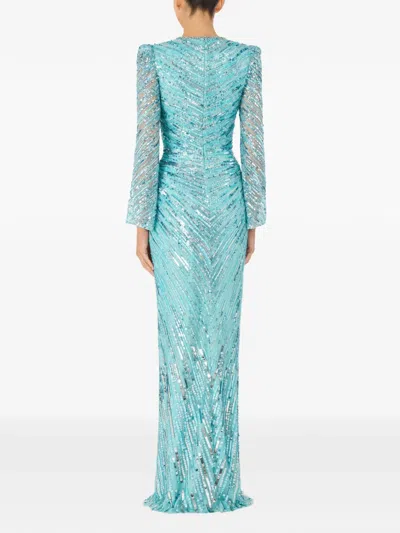 Jenny Packham Darcy Sequin-embellishment Maxi Dress In Blue