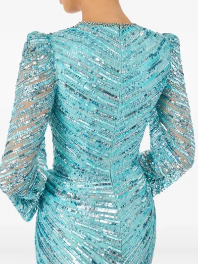 Jenny Packham Darcy Sequin-embellishment Maxi Dress In Blue