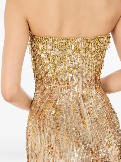Jenny Packham Cesonia Embellished Strapless Maxi Dress In Gold