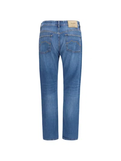 Moorer Logo-patch Jeans In Blue