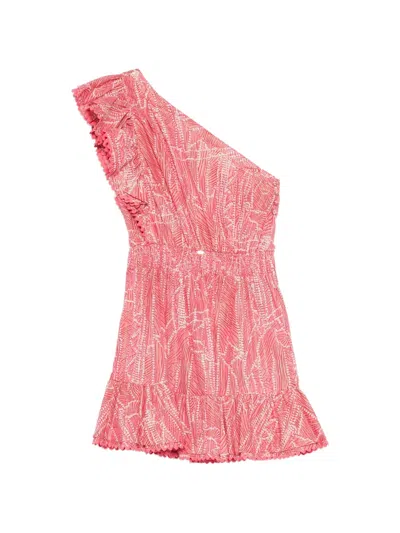 Poupette St Barth Corinne One-shoulder Mini Ruffled Dress In Multi