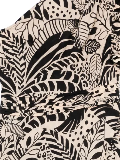 Poupette St Barth Corinne Ruffled Printed Cotton Minidress In Black