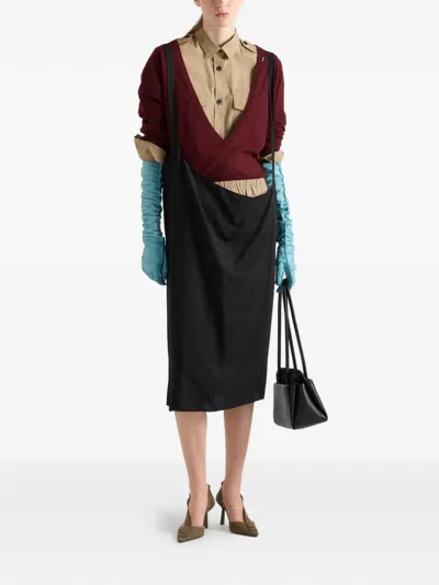 Prada Elasticated Poplin Shorts In Brown