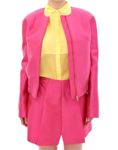 Cote Co|te Elegant Pink Silk Blend Women's Jacket In Pink