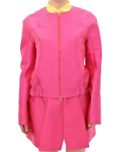 Cote Co|te Elegant Pink Silk Blend Women's Jacket In Pink